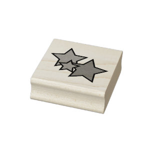 Sello De Caucho Patrón de trío de estrellas con contorno negro
