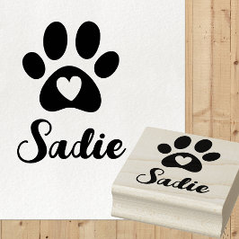 Sello De Caucho Paw con el nombre de Sadie, Mascota Personalizado