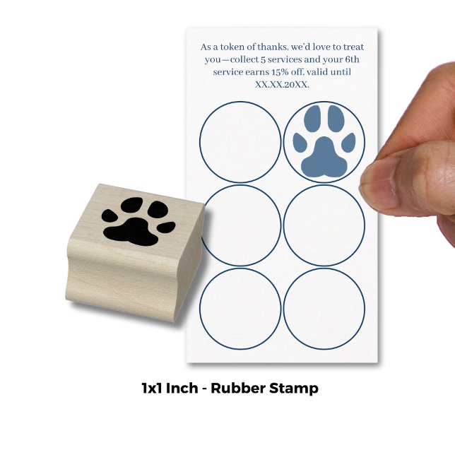 Sello De Caucho Paw Print - Loyalty Card Devaluation  (Paw Print - Loyalty Card Devaluation 1" Inch Rubber Stamp)