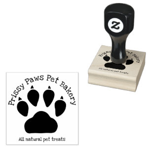 Sello De Caucho Paw Print y Business Text con el nombre