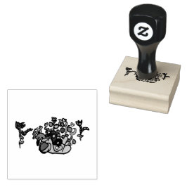 Sello De Caucho Peacock purple roses 