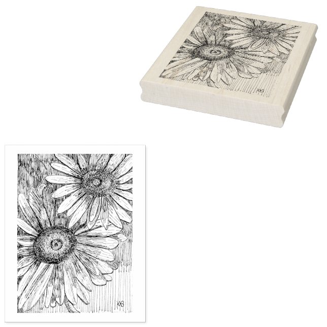 Sello De Caucho Pen and Ink Daisies (Sellado)
