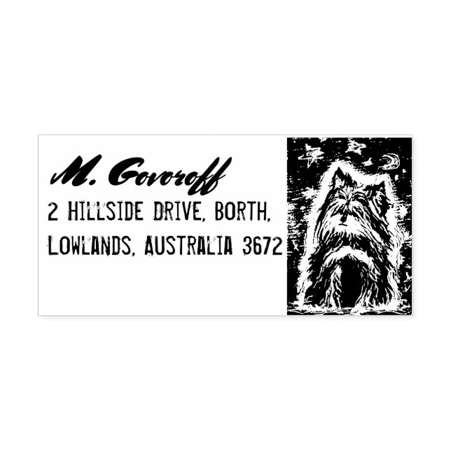 Sello De Caucho Pequeña Doggy de azul (Impresión)