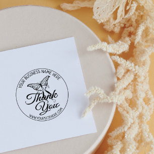 Sello De Caucho Pequeña Empresa De Mariposa Cuidadosa Hecha A Mano