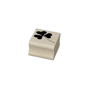 Sello De Caucho Pequeña hoja floral de Shamrock irlandés - largo