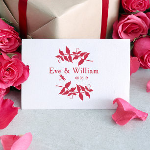 Sello De Caucho Pequeña libélula con ramas y hojas de diseño