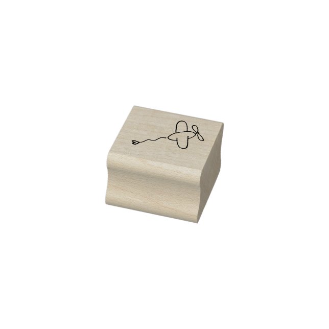 Sello De Caucho Pequeño avión con corazón (Sello)