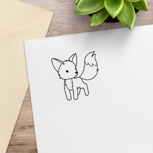 Sello De Caucho Pequeño Fox curioso 1x1