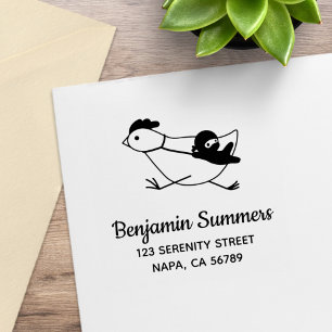 Sello De Caucho Pequeño Ninja Domando Gallina Corriendo Dirección 