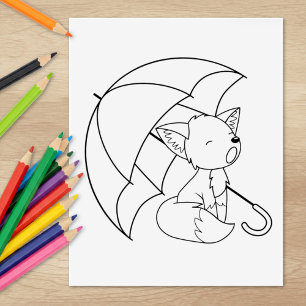 Sello De Caucho Pequeño zorro dormido bajo la página de color de l