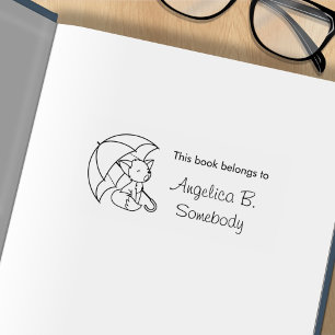 Sello De Caucho Pequeño zorro somnoliento bajo placa de paraguas