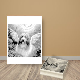 Sello De Caucho Pérdida Mascota de Collie Angel Wings