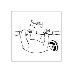 Sello De Caucho Pereza sonriente suave en el ilustracion personali