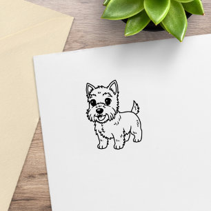 Sello De Caucho Perro adorable West Highland Terrier 1x1