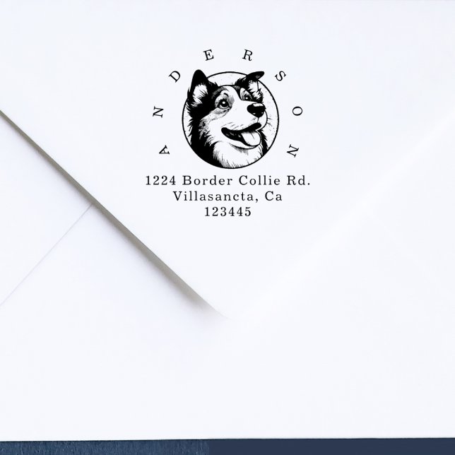 Sello De Caucho Perro Border Collie Dirección de Devolución Famili (Subido por el creador)