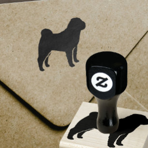 Sello De Caucho Perro chino Shar Pei Raza Silhouette