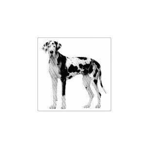 Sello De Caucho Perro Cuppy Cutest Black White Great Dane