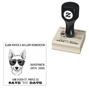 Sello De Caucho Perro Guay personalizable Guardar la fecha