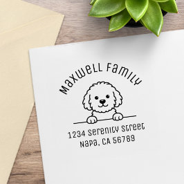 Sello De Caucho Perro mestizo de caniche Doodle Familia Mascota Di