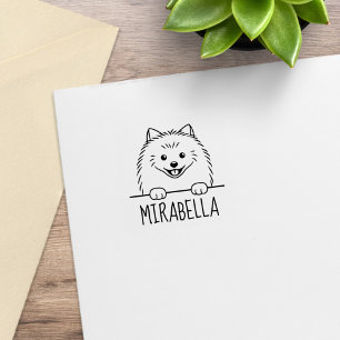 Sello De Caucho Perro Pomerania Lindo Nombre Personalizado 1x1