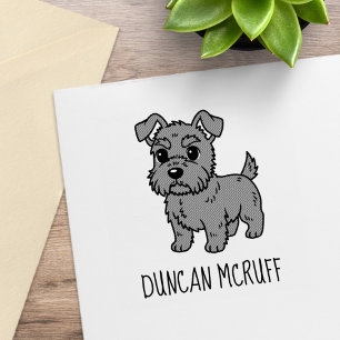 Sello De Caucho Perro Terrier Escocés Lindo Nombre Personalizado