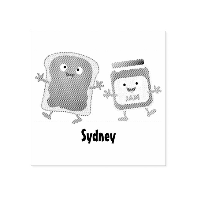 Sello De Caucho Personajes divertidos de la caricatura sobre pan y (Impresión)