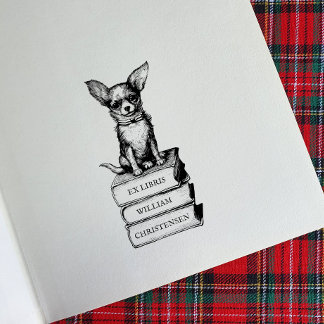 Sello De Caucho Personalizable Chihuahua Bookplate