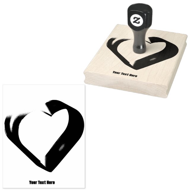 Sello De Caucho Personalizable Corazón de Su Texto Aquí Tinta Impr (Sellado)