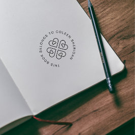 Sello De Caucho Personalizado Afortunado De Clover Hearts Del Libr