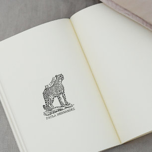 Sello De Caucho Personalizado Africano Cheetah Ex Libris Bookplate