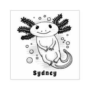 Sello De Caucho Personalizado axolotópico rosa adorable