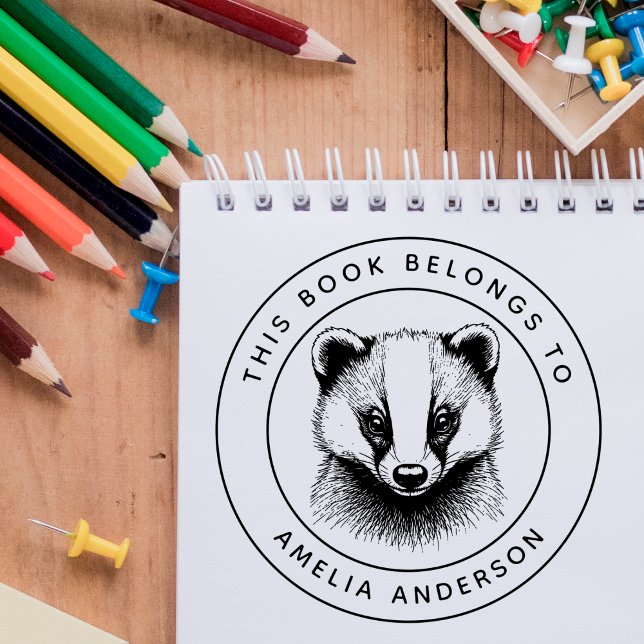 Sello De Caucho Personalizado Baby Badger Este libro pertenece al  (Subido por el creador)