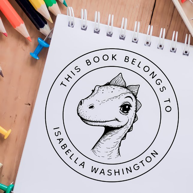 Sello De Caucho Personalizado Baby Dino Este Libro Pertenece Al No (Subido por el creador)
