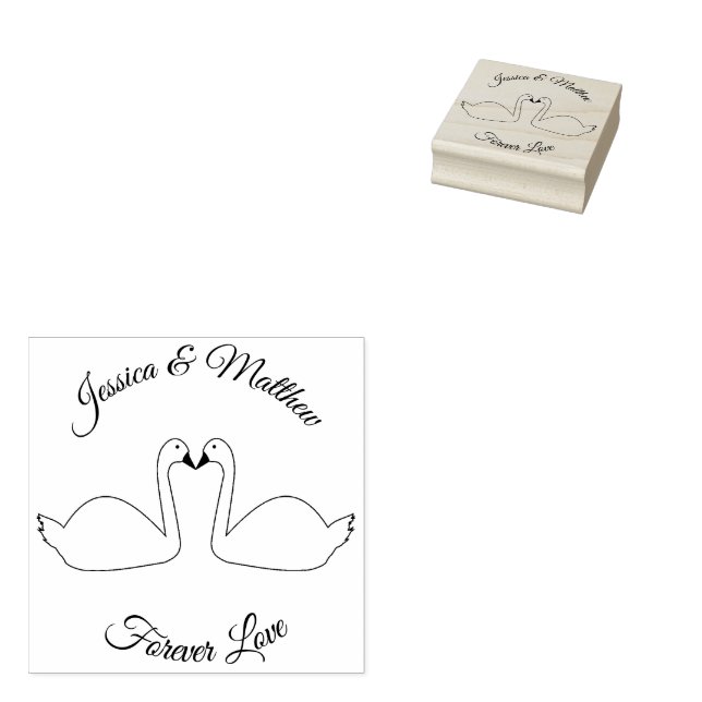 Sello De Caucho Personalizado Boda de cisnes blancos (Sellado)