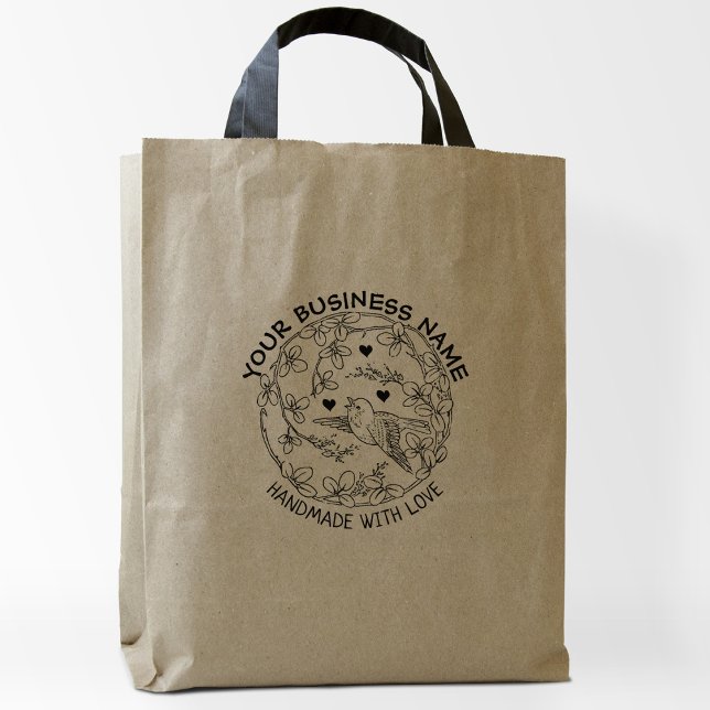 Sello De Caucho Personalizado Business Bird con flores de gran tam (Subido por el creador)