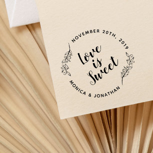 Sello De Caucho Personalizado Caligrafía El amor es un dulce Boda 