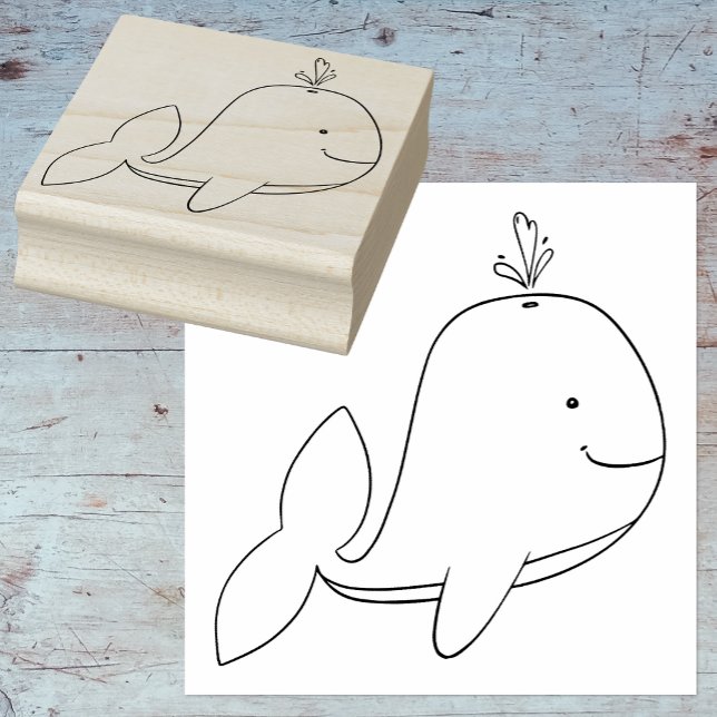 Sello De Caucho Personalizado caprichoso esbozo de ballena sellado (Get Crafty and Make a Splash with a Cute Whale Cartoon Rubber Art Stamp! 🐋🎨)