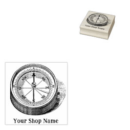 Sello De Caucho Personalizado Compass Rustic Small Business