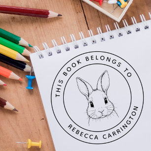 Sello De Caucho Personalizado Conejo Cute Este Libro Pertenece Al 