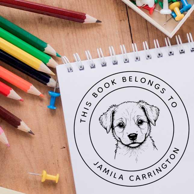 Sello De Caucho Personalizado Corte Puppy Este Libro Pertenece Al  (Subido por el creador)