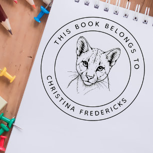 Sello De Caucho Personalizado Cougar Cat Este libro pertenece al n