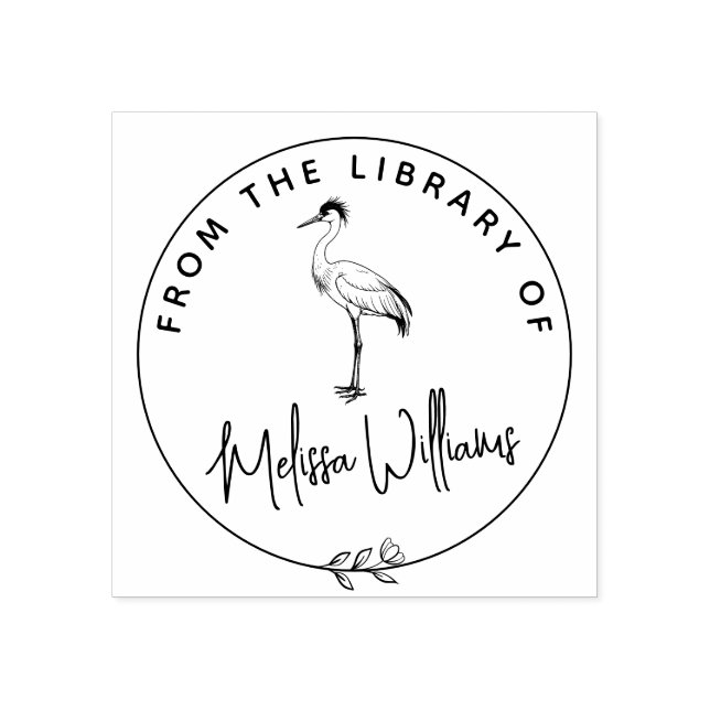 Sello De Caucho Personalizado Crane Ex Libris del Libro de la Bibl (Impresión)