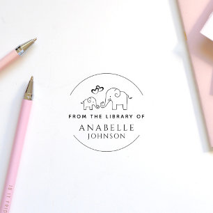 Sello De Caucho Personalizado Cute Elephant Heart De La Biblioteca