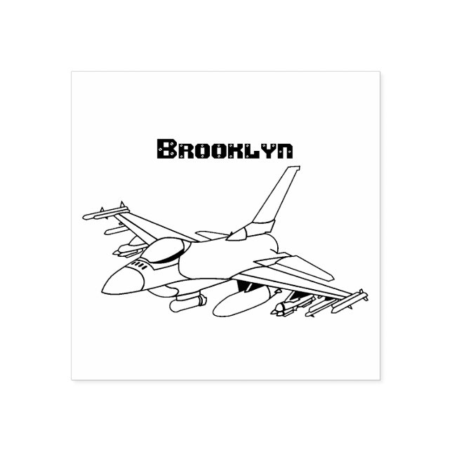 Sello De Caucho Personalizado de avión de combate militar (Impresión)