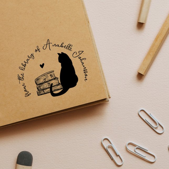 Sello De Caucho Personalizado de Cat and Books de la Biblioteca de (Subido por el creador)