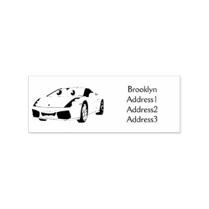 Sello De Caucho Personalizado de coche deportivo amarillo alegre