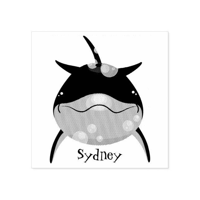 Sello De Caucho Personalizado de delfín kawaii feliz (Impresión)