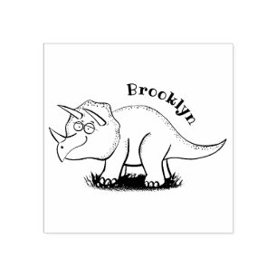 Sello De Caucho Personalizado de dinosaurios de triceratops verde 