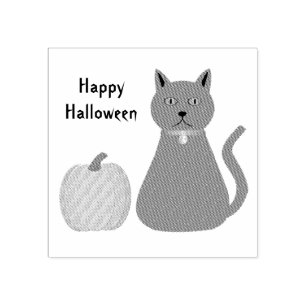 Sello De Caucho Personalizado de gatos y calabazas de Halloween
