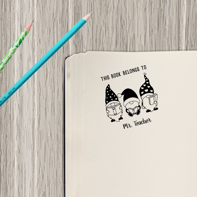 Sello De Caucho Personalizado de Gnome Teacher (Gnome Teacher Custom Rubber Stamp)
